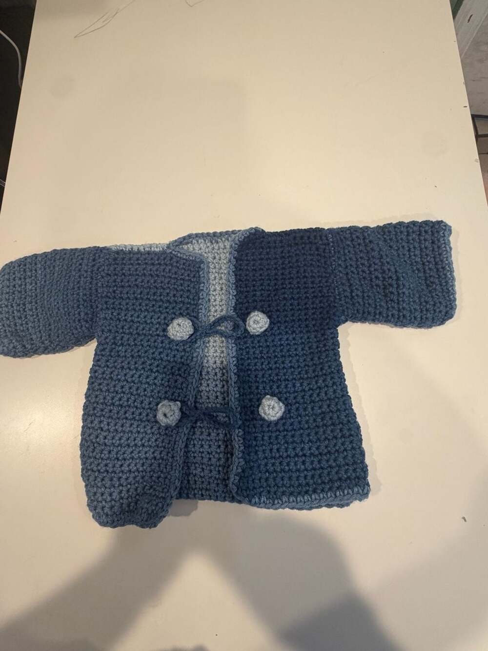 Handmade Crocheted Ombre Baby Cardigan with Button Closures
